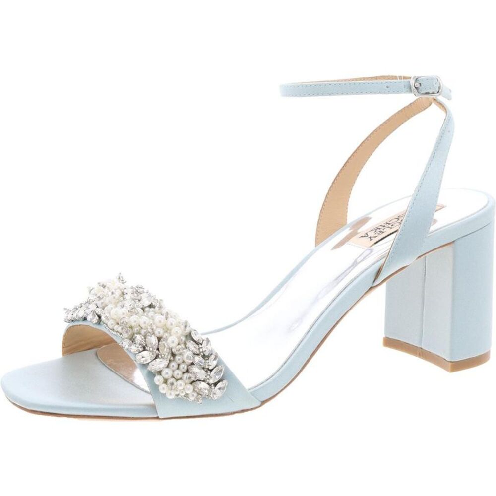 Badgley Mischka Light Blue Embellished Sandals